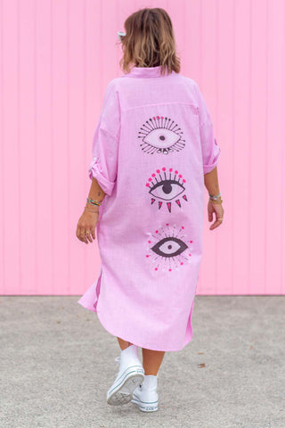 The Eyes Have It Shirt Dress - Lilac