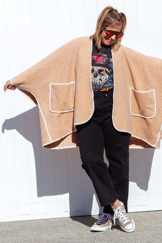 Woodstock Poncho - Camel