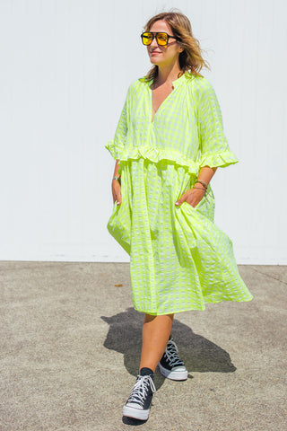 Freya Dress - Neon Yellow