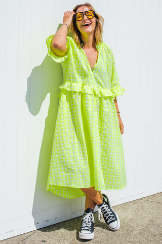 Freya Dress - Neon Yellow