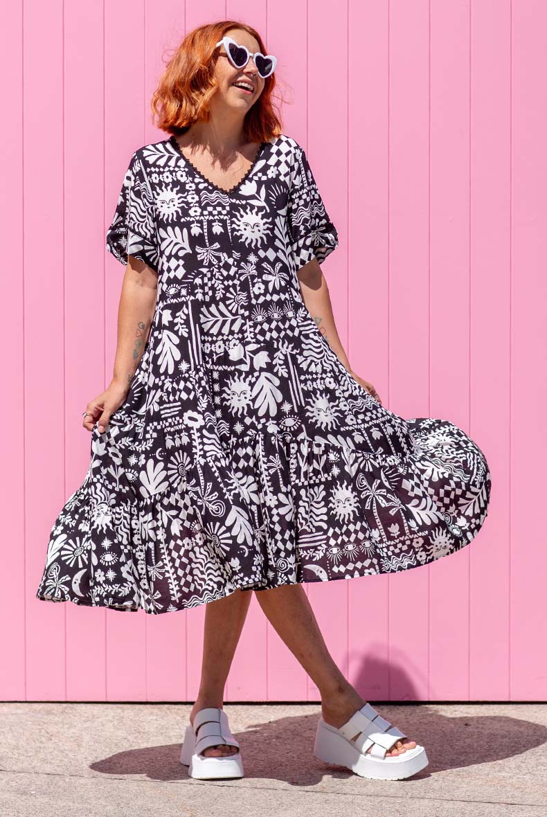 Alba print tea outlet dress